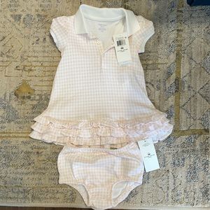Ralph Lauren baby NWT houndstooth pink polo dress
